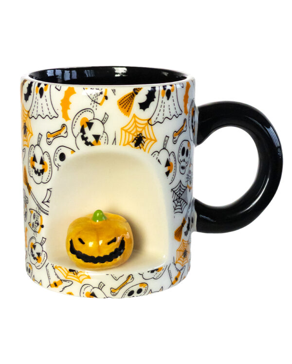 Halloween Kürbis Motiv Tasse mit Mini Kürbis  Geschenkidee