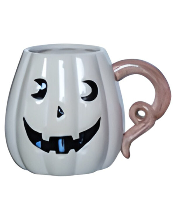 Halloween Kürbis Tasse Weiß 18cm  Halloween Geschirr