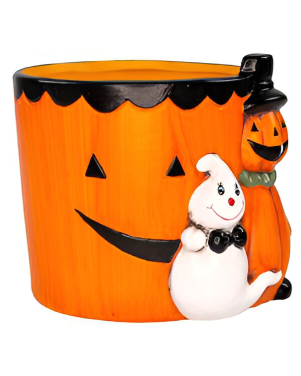 Halloween Keramik Pflanzentopf mit Geist 16cm ★