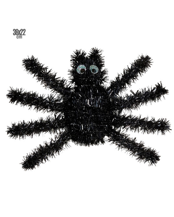 Halloween Spinne aus Lametta als Halloween Deko