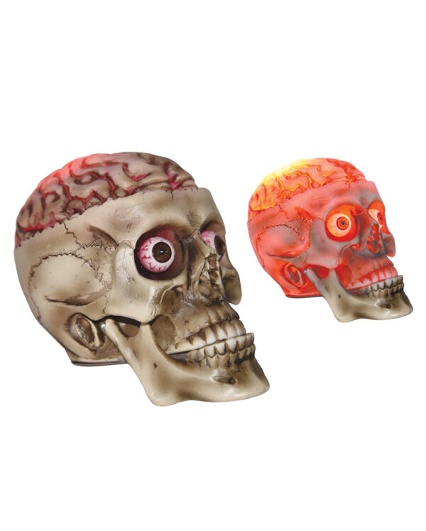 Halloween Totenkopf mit Bloody LED Brain 19cm ★