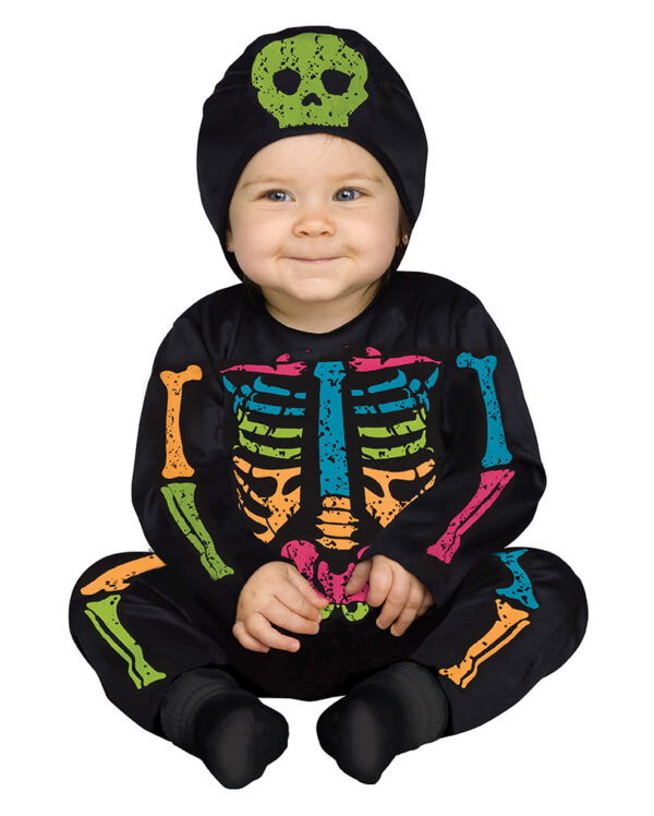 Halloween Baby Bones bunt kuscheliges Babykostüm S / 6-12 Monate