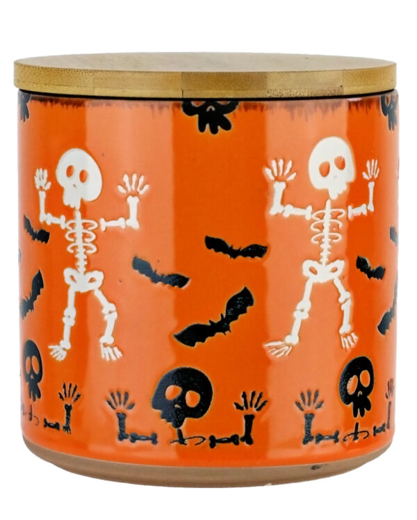 Happy Boo Halloween Skelett Behälter 11cm  Halloween Deko