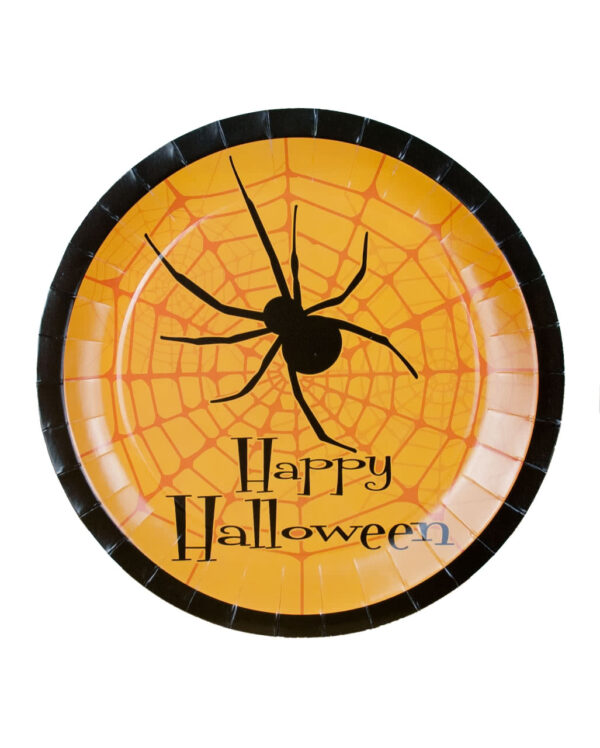 Happy Halloween Pappteller mit Spinne 8 St. als Halloween