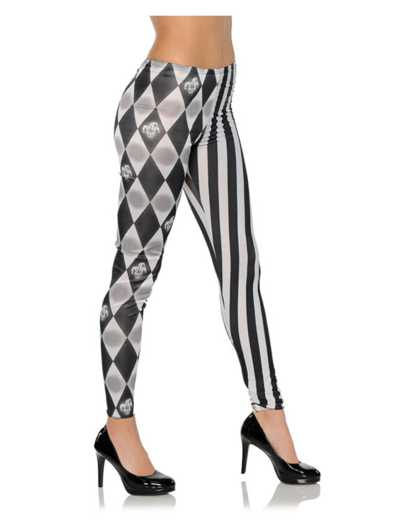 Harlekin Kostüm Leggings schwarz-weiß  Halloween Kostümzubehör XS