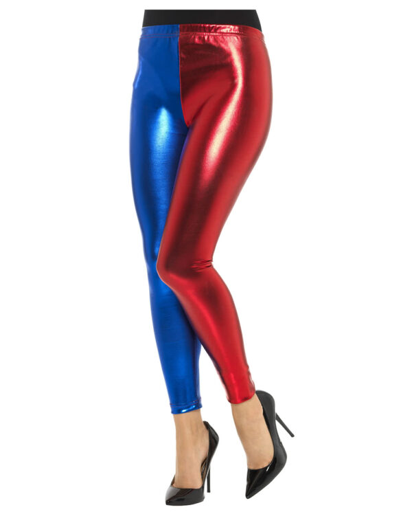 Harlekin Cosplay Leggings rot/blau als Kostümzubehör L