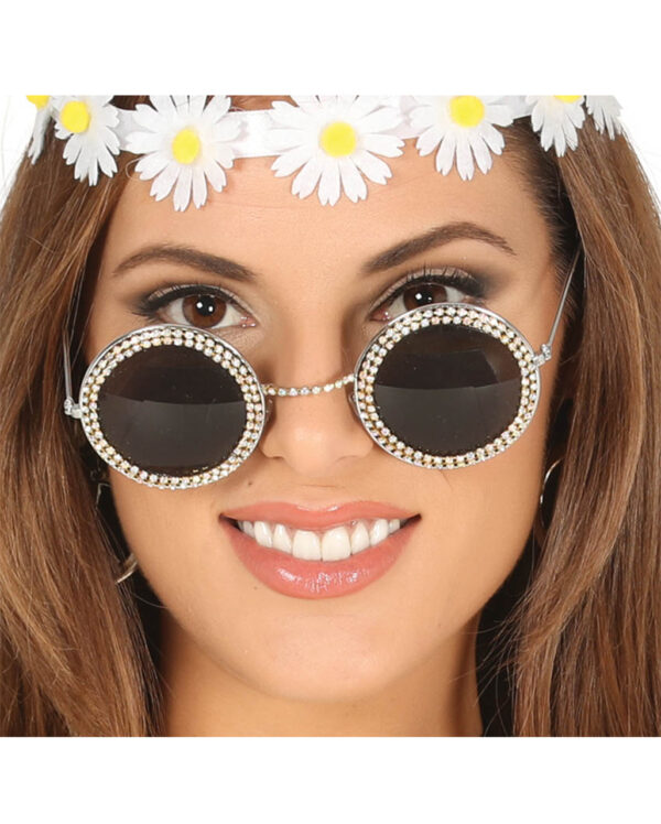 Hippie Brille mit Strass Karneval & Motto Party