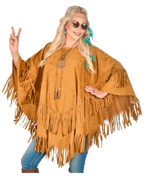 Hippie Poncho mit Fransen günstig online kaufen