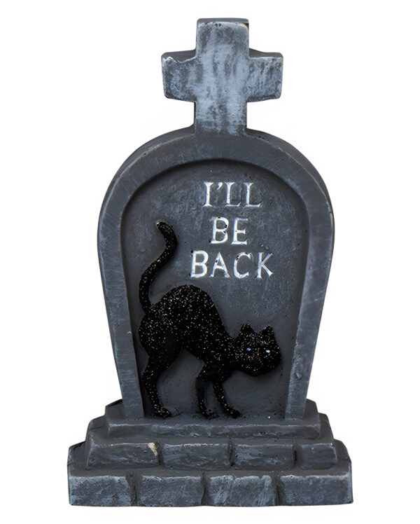 I'll Be Back Deko Grabstein mit Katze 14,5cm ✞