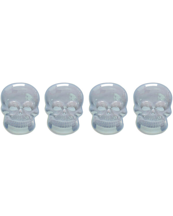 Irisierende Totenkopfteller 4er Set 18cm für Halloween