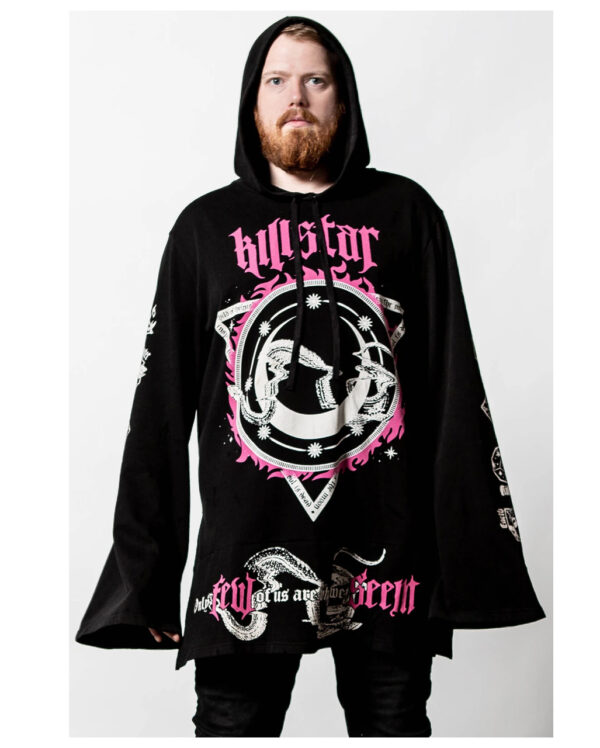 KILLSTAR Meditate Longline Hoodie mit weiten Ärmeln L