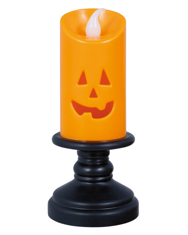 Kürbis Kerze mit LED 12,5cm  Halloween Tischdeko