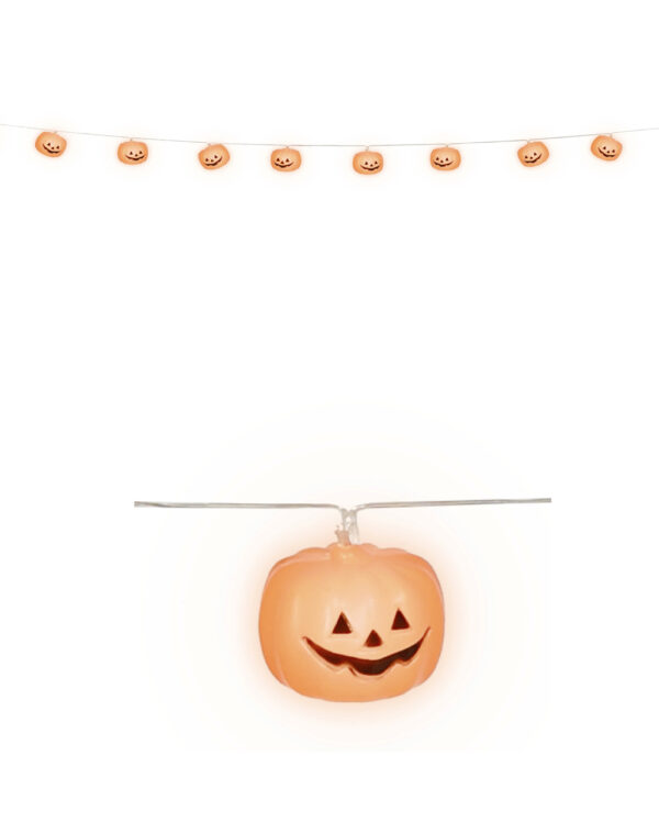 Kürbis Lichterkette mit 10 LEDs 180 cm für Halloween kaufen