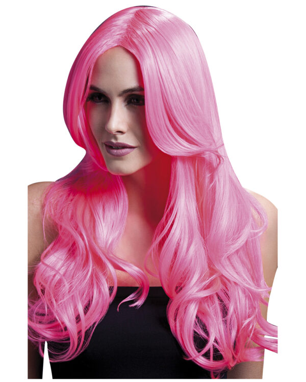 Damen Perücke Khloe neonpink für Halloween & Fasching