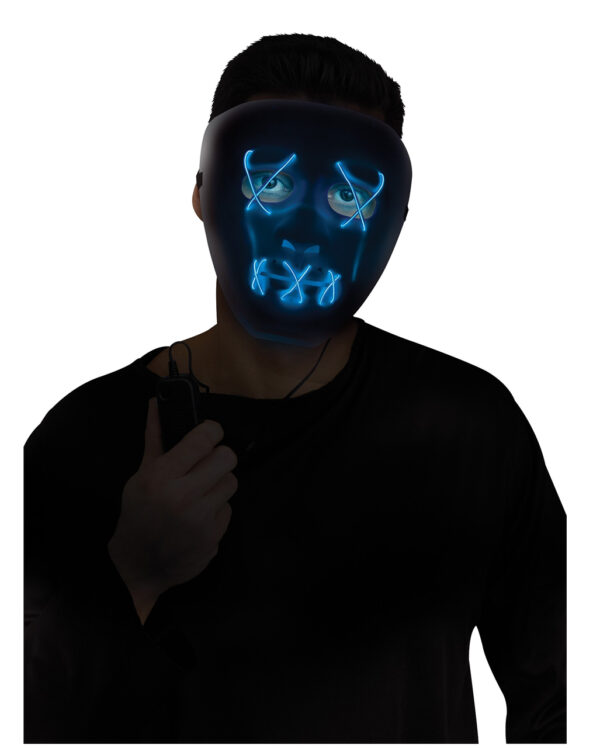 Leuchtende LED Maske Blau - Weiß bestellen