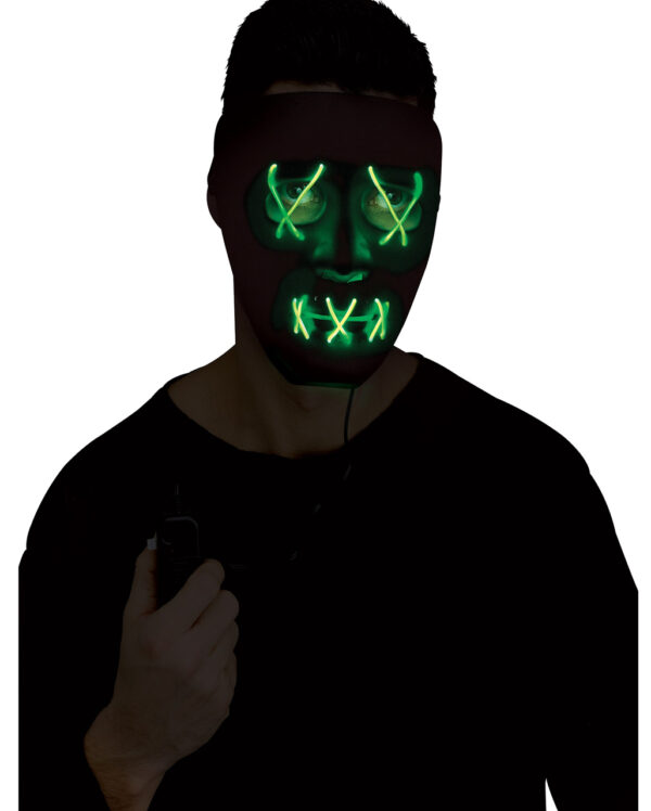 Leuchtende LED Maske Grün - Schwarz bestellen