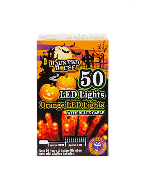 Lichterkette mit 50 LEDs Orange 5m für Halloween