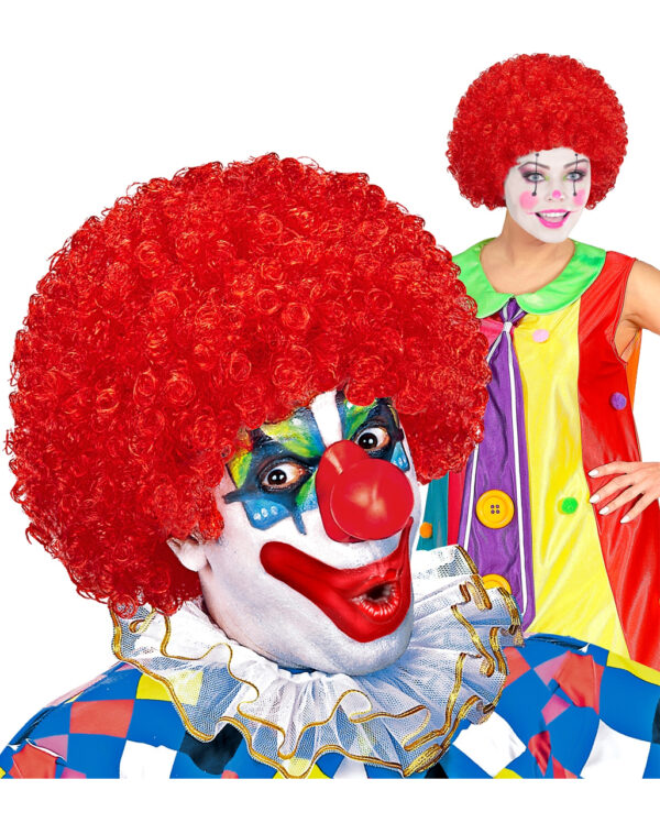 Lockige Clownperücke Rot für Clownskostüme