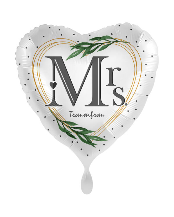 Mrs Traumfrau Herz Folienballon Satin für Hochzeit