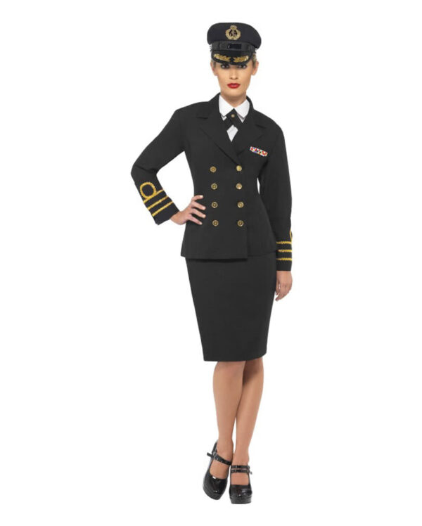 Navy Officer Damen Verkleidung   Schwarze Militäruniform für Frauen S