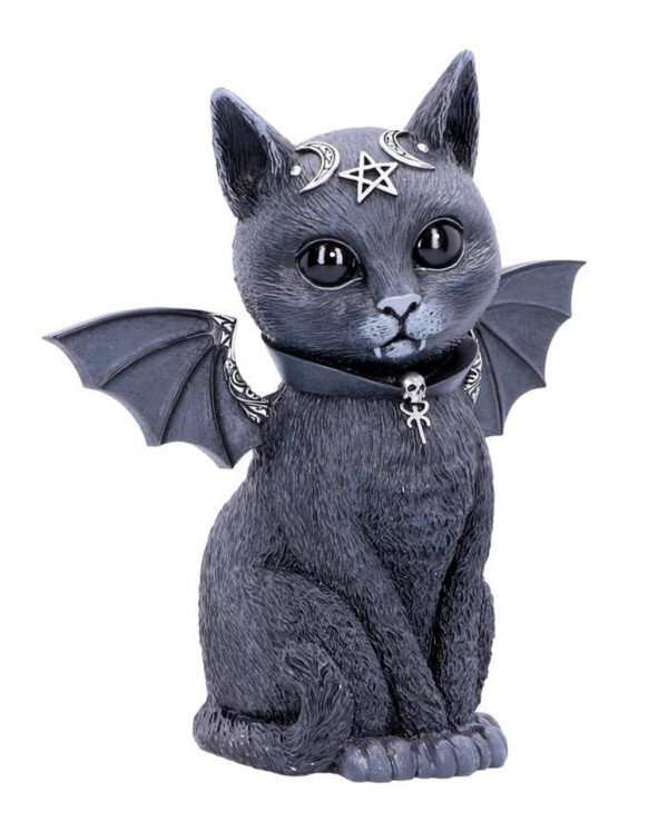 Okkulte Katzenfigur mit Fledermaus Flügel 24cm ➤