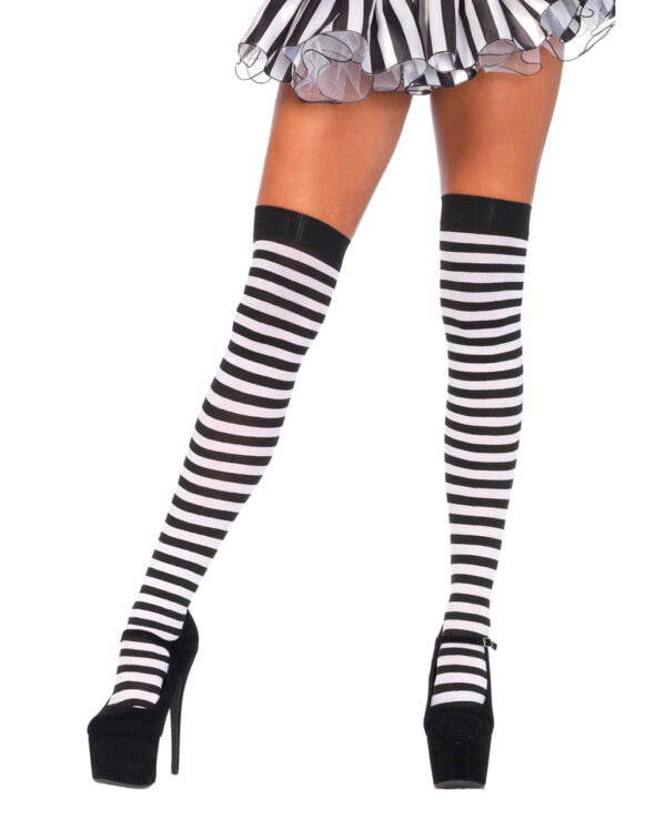 Overknees Schwarz - Weiß für Fasching kaufen!