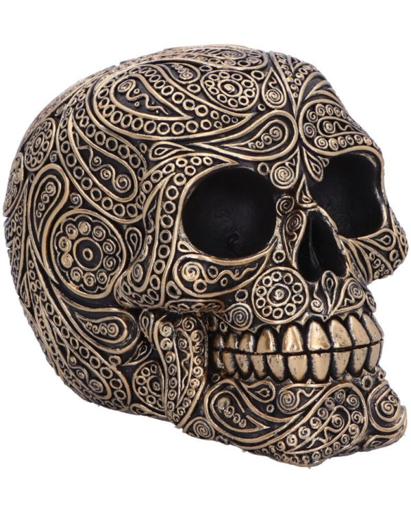 Paisley Black & Gold Totenkopf 15cm  Gothic Totenschädel