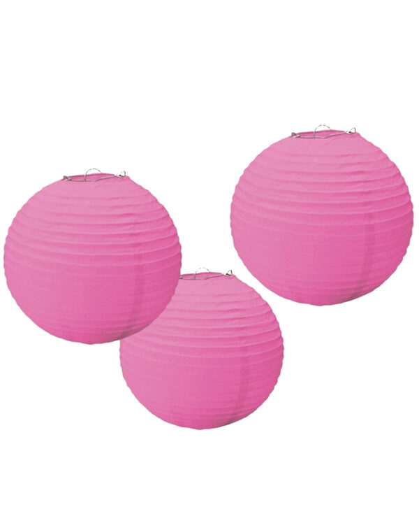 Papier Lampion Set 3 tlg. Pink ➤ Partydeko kaufen