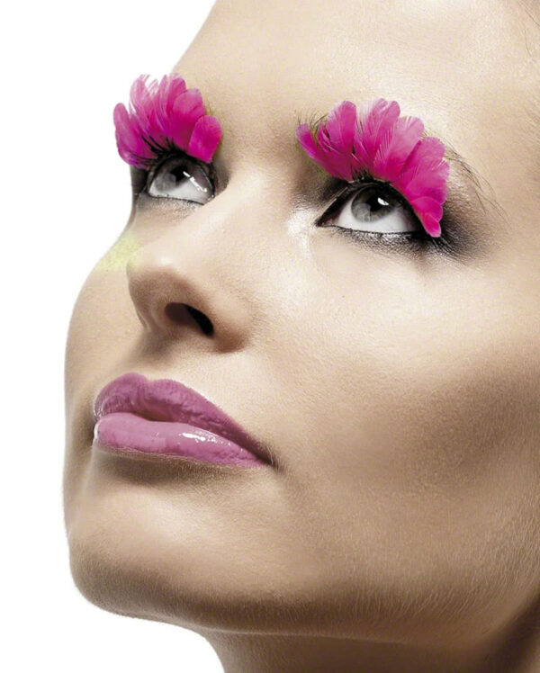 Feder Wimpern pink   Schrille Neonwimpern in Pink