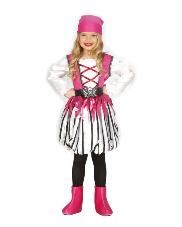 Pinke Piratin Kinderkostüm für Fasching XL (10-12)