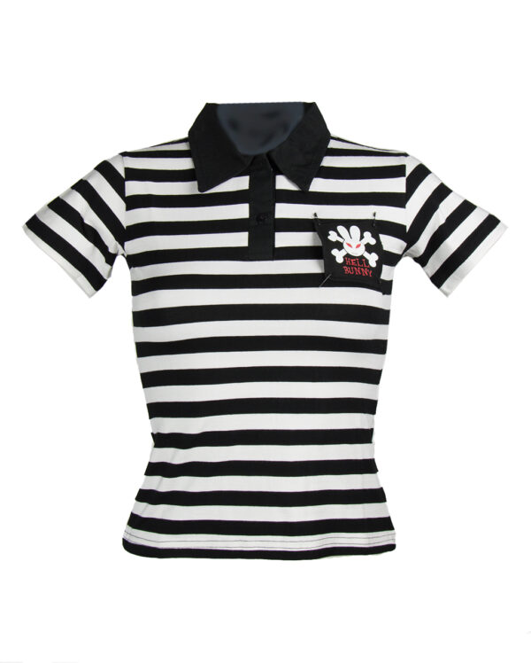 Poloshirt weiß-schwarz  gestreiftes Damen-Shirt