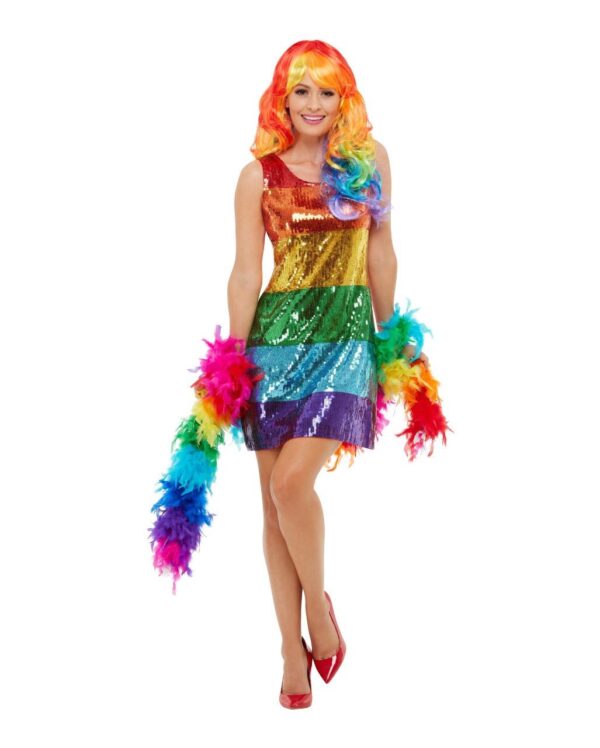 Regenbogen Pailletten Glitter Kleid  Gay Pride ️ L