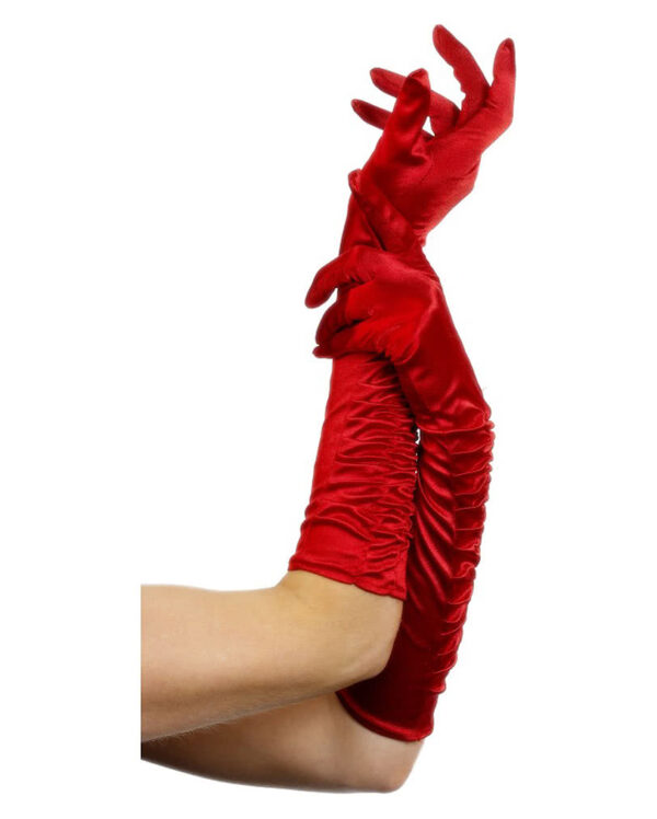 Ellenbogenlange Handschuhe rot Halloween Kostümzubehör