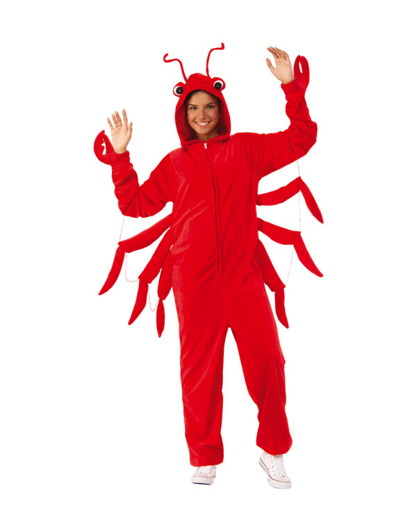 Rotes Lobster Kostüm Onesie für Erwachsene ◆ S/M