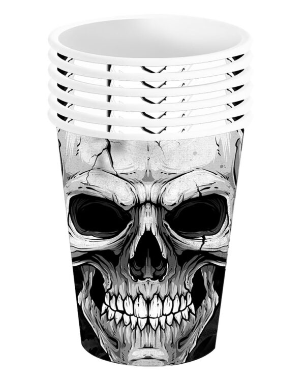 Scary Skull Pappbecher 6 St.  Halloween Tischdeko