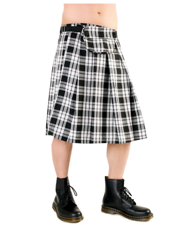 Kurzer Kilt Black Pistol Tartan schwarz/weiß kaufen XL