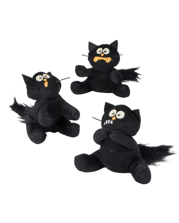 Schwarze Ängstliche Plüschkatze  Halloween Kuscheltier