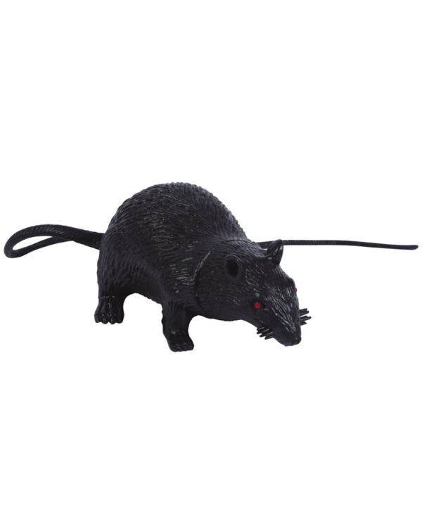 Schwarze Deko Ratte 15cm für Halloween