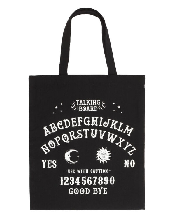 Schwarze Einkaufstasche mit Ouija Brett als Motiv 40x35cm ★