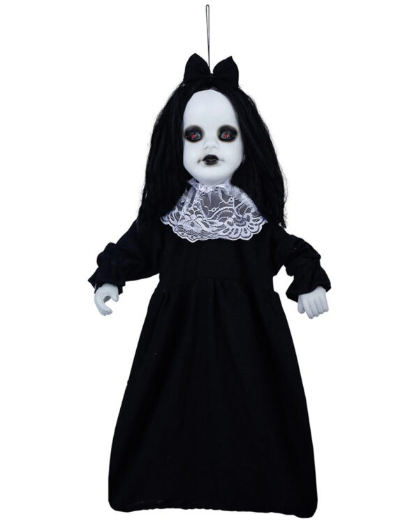 Schwarze Horror Puppe mit Licht 75cm  Halloween Deko