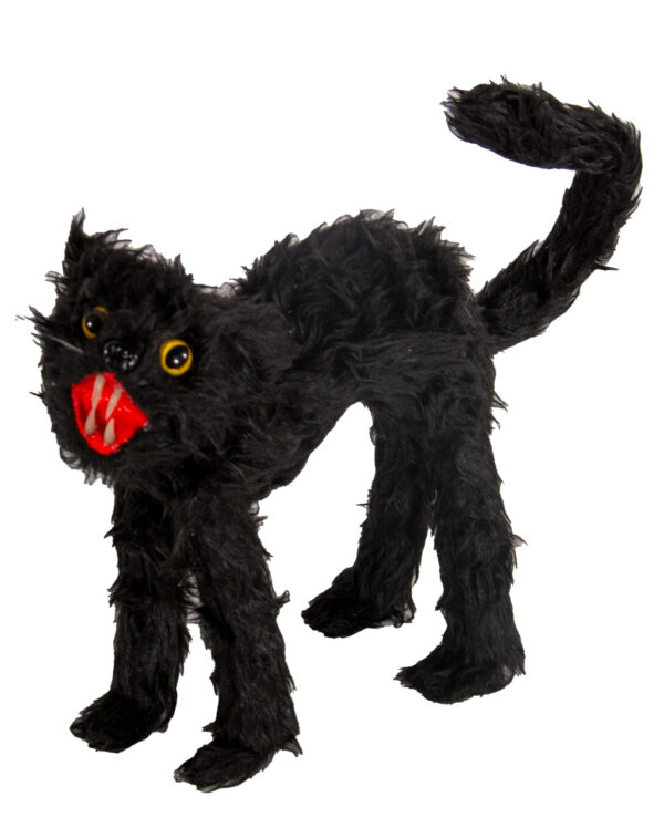 Schwarze Katze 30cm als Halloween Dekoration