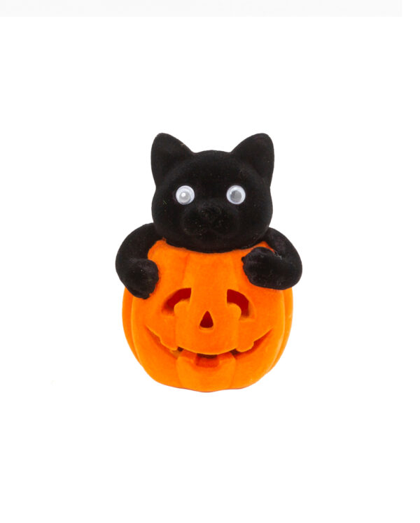 Katze im Halloween Kürbis Orange 11 cm ★