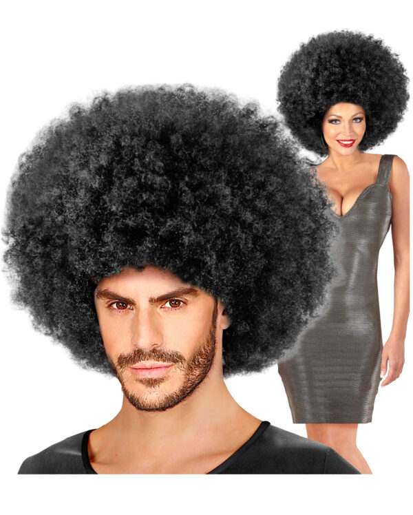 Schwarze Mega Afro Perücke Unisex ★