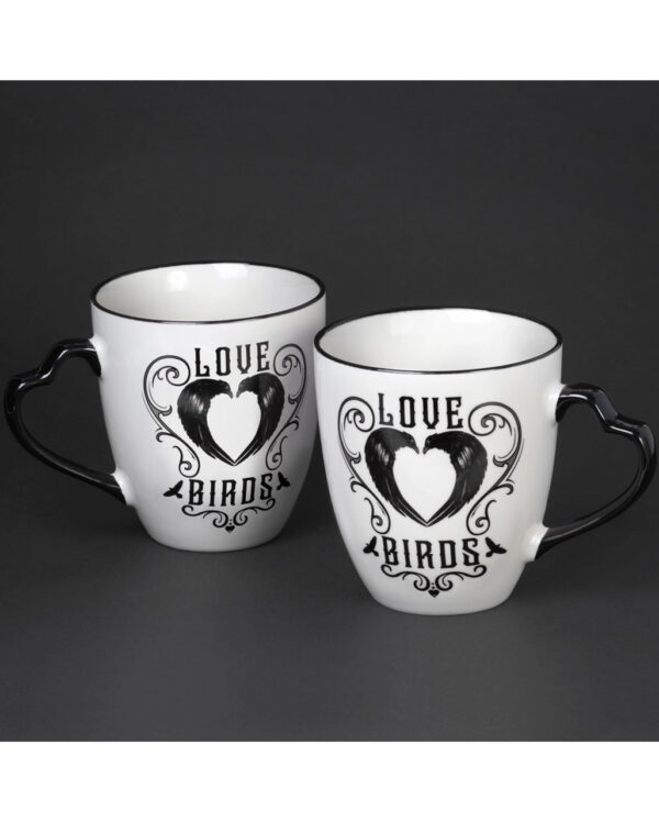 Schwarze Raben Love Birds Pärchen Tassen 2er Set ★