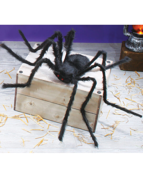 Schwarze Riesenspinne 127cm  Haarige Spinne als Halloweendeko