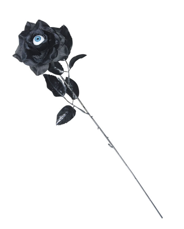 Schwarze Rose mit blauem Auge als Deko & Kostümzubehör