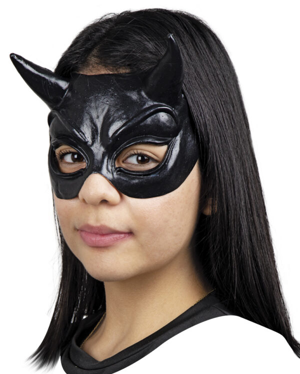 Teufels Halbmaske schwarz für Halloween & Fasching