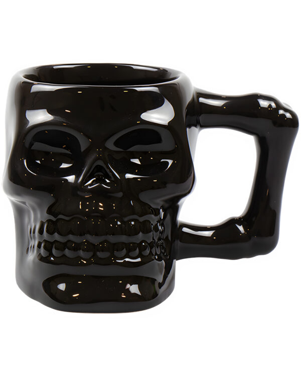 Schwarze Totenkopf Tasse 13cm für Halloween & Gothics