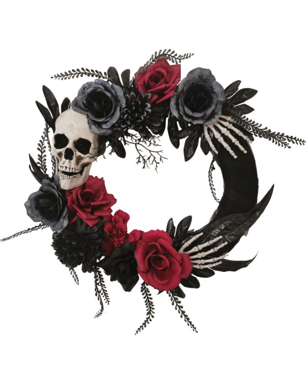 Gothic Türkranz mit Rosen, Skull & Skeletthänden ★