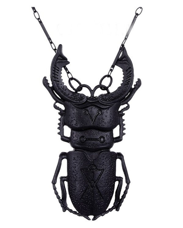 Schwarzer Lucanus Cervus Käfer Gothic Halskette ➤